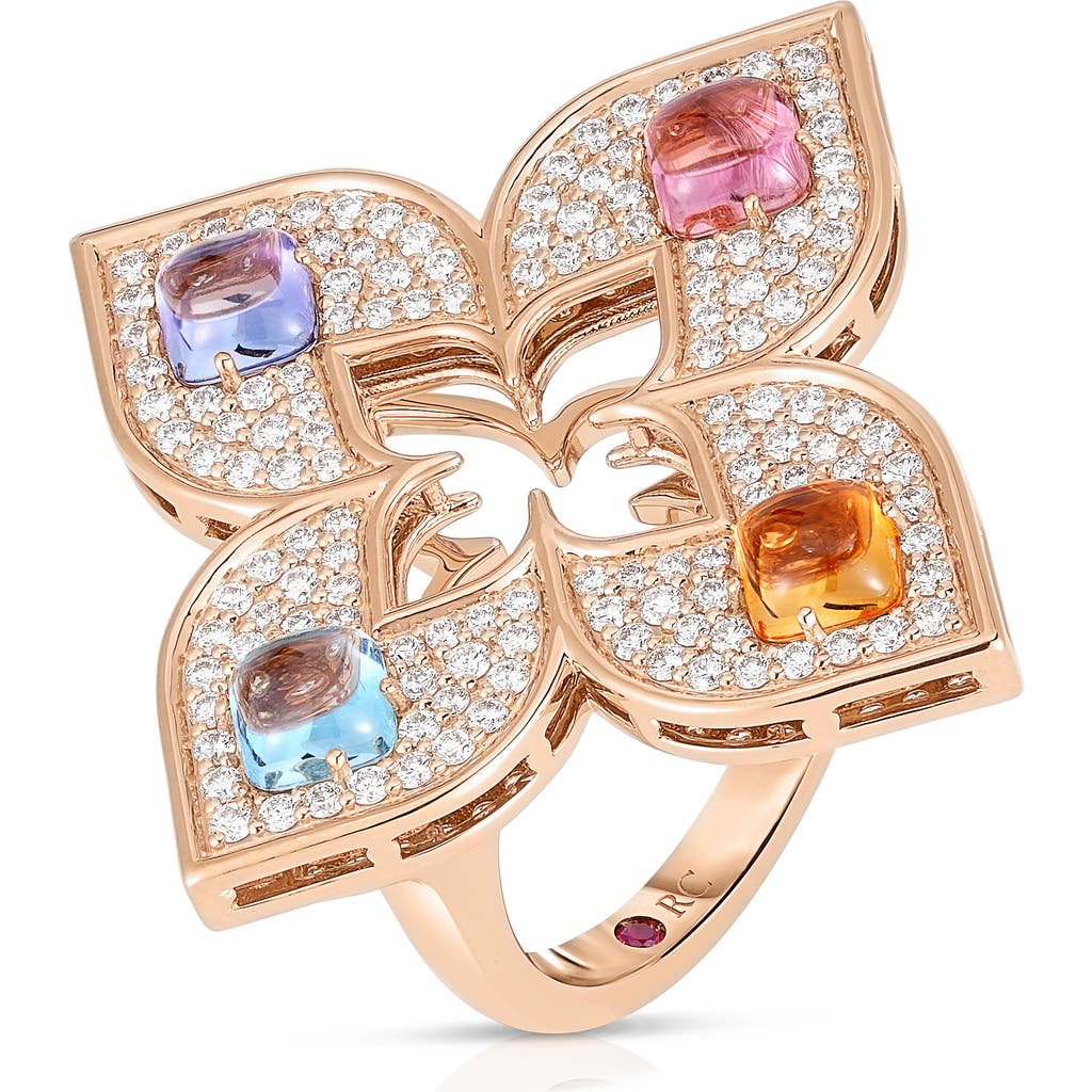 Roberto Coin 18k Rose Gold Venetian Princess Carnival Multi Gemstone & Diamond Statement Ring In Rose Gold