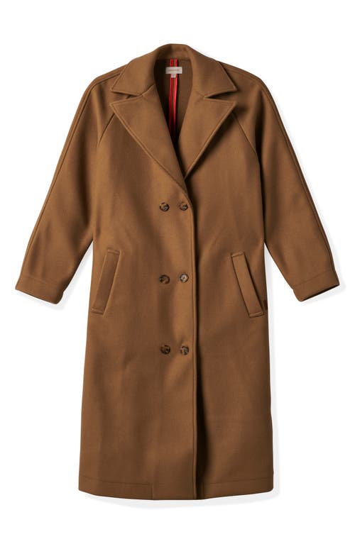 Brixton Lennox Double Breasted Felt Coat In Khaki