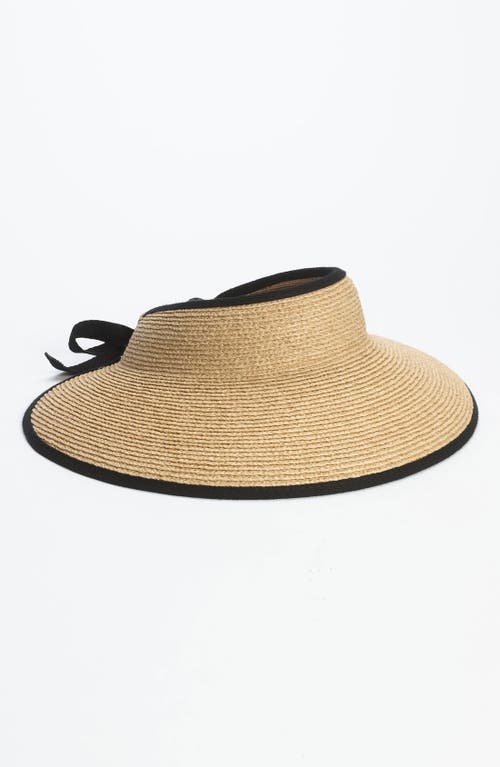 Shop Helen Kaminski Mita Packable Raffia Visor In Natural/midnight