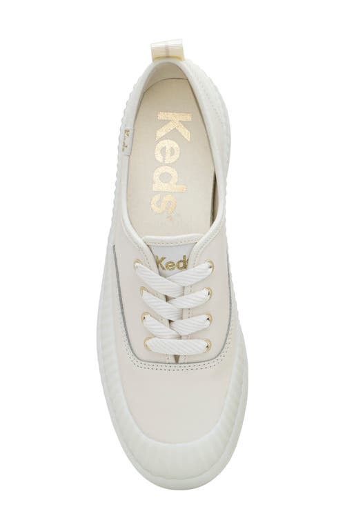 Keds ® The Platform Sneaker In Egret/gold Leather