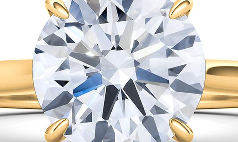 Shop Hautecarat 18k White Gold Round Cut Lab Created Diamond Engagement Ring In 18k Yellow Gold