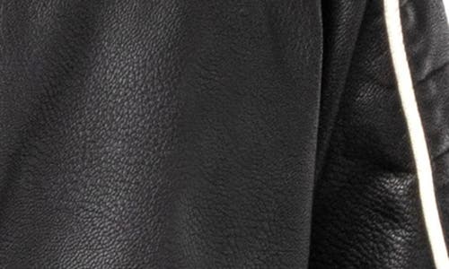 X-ray Faux Leather Hooded Moto Jacket With Faux Fur Lining In Black/white