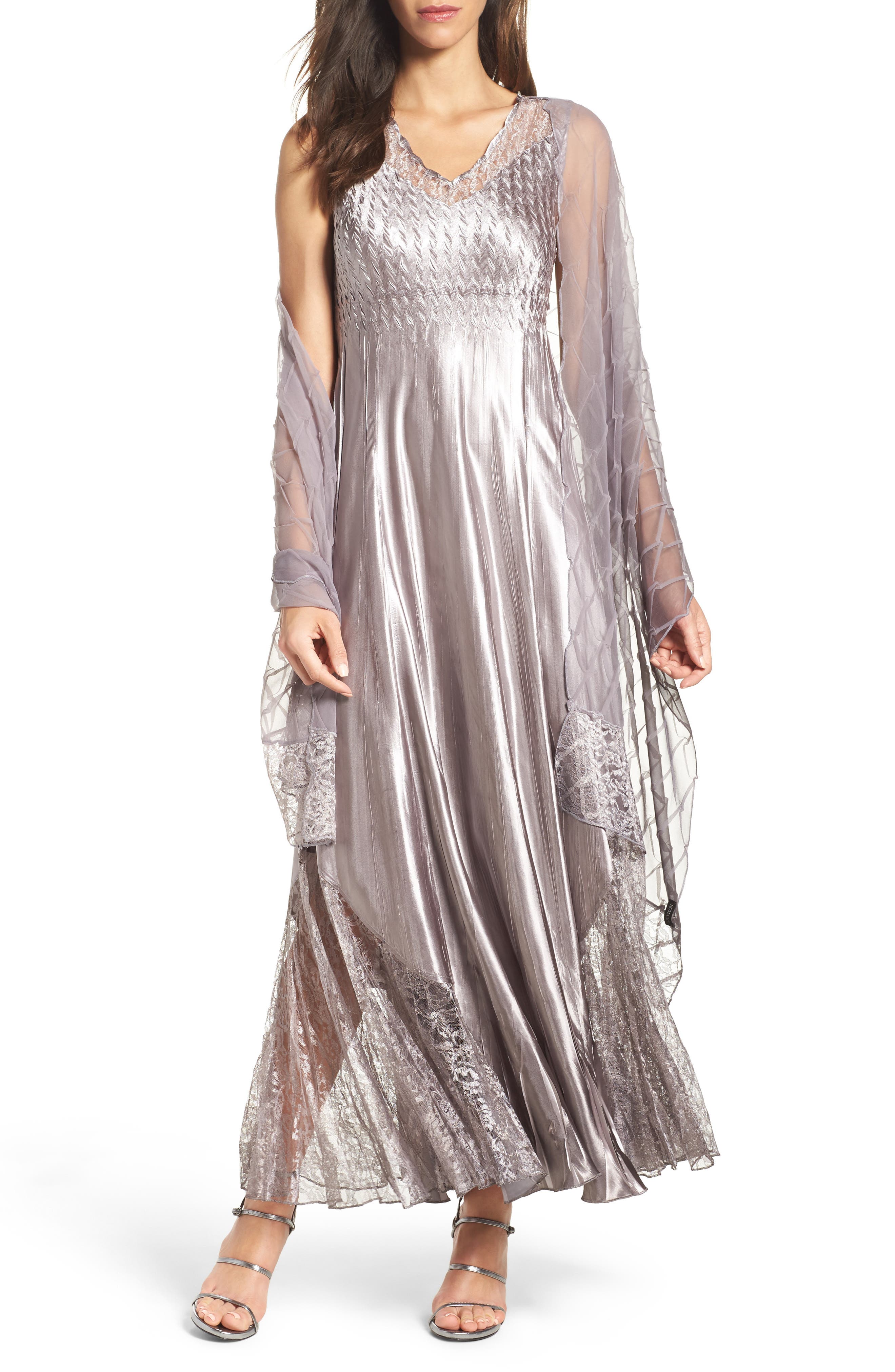 Komarov Maxi Dress & Shawl (Regular & Petite) Nordstrom