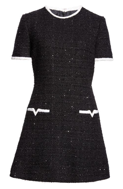 Valentino Garavani Metallic Tweed Minidress In Nero Lurex/avorio Lurex