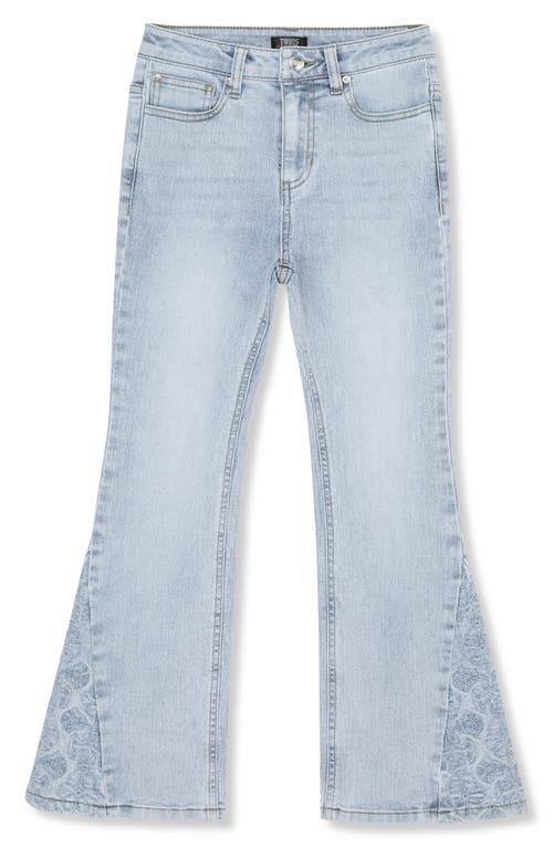 Truce Girls' Floral Embroidered Flare Leg Jeans - Big Kid In Denim
