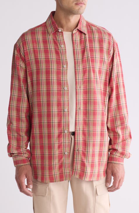 Relaxed Fit Plaid Button-Up Shirt