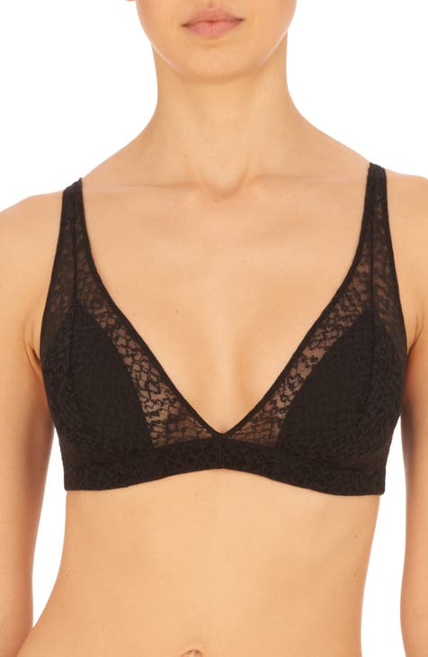 Black Astrid Jersey Mastectomy Bralette with White Lace