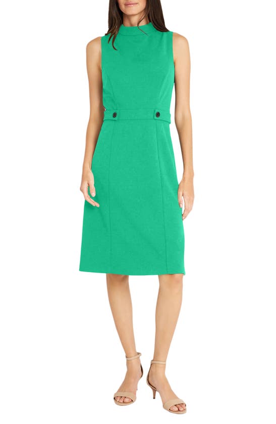 Maggy London Mock Neck A-line Dress In Bright Jade