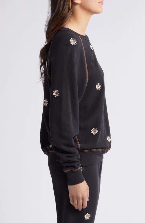 Shop The Great . The Daisy Embroidered College Sweatshirt In Almost Black