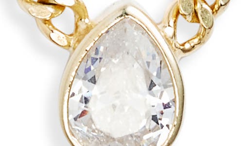 Shymi Fancy Bezel Pendant Necklace In Gold/white/pear Cut