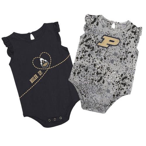 Girls Infant Colosseum Black/Heather Gray Purdue Boilermakers Sweet Pea Two-Pack Bodysuit Set