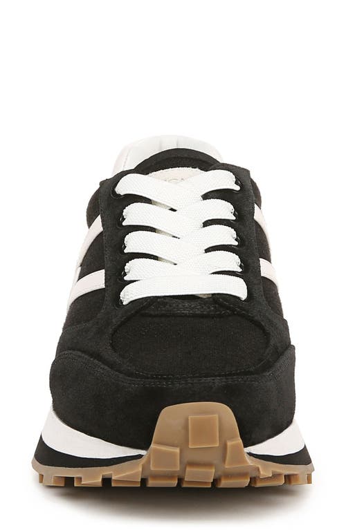 Veronica Beard Valentina Mixed Leather Retro Sneakers In Black/white