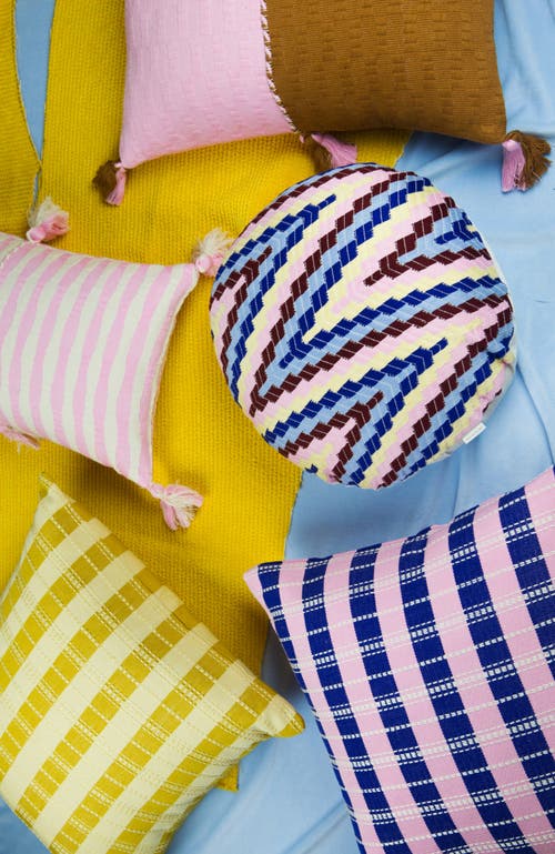 ARCHIVE NEW YORK ARCHIVE NEW YORK SANTIAGO GRID BOLD STRIPE HANDWOVEN COTTON SQUARE THROW PILLOW 