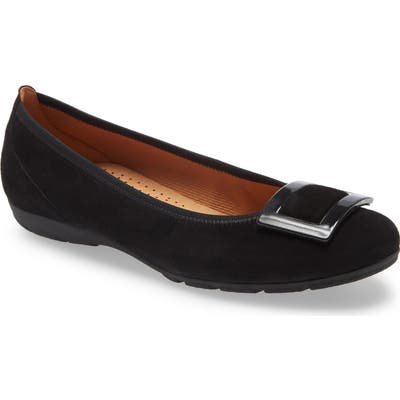 Gabor Buckle Ballet Flat- Black