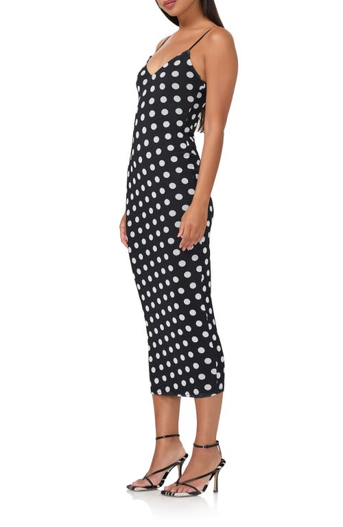 Shop Afrm Amina Mesh Midi Slipdress In Diagonal Dot