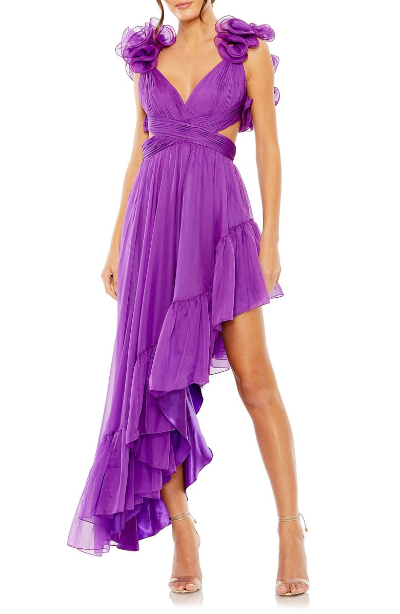 Mac Duggal Ruffle Cutout Asymmetric Chiffon Cocktail Dress | Nordstrom