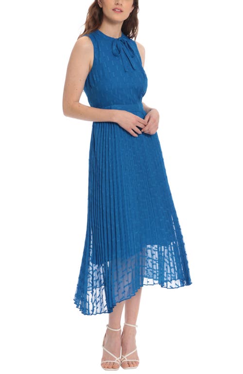 DONNA MORGAN FOR MAGGY Pleated Midi Dress in Turkish Sea
