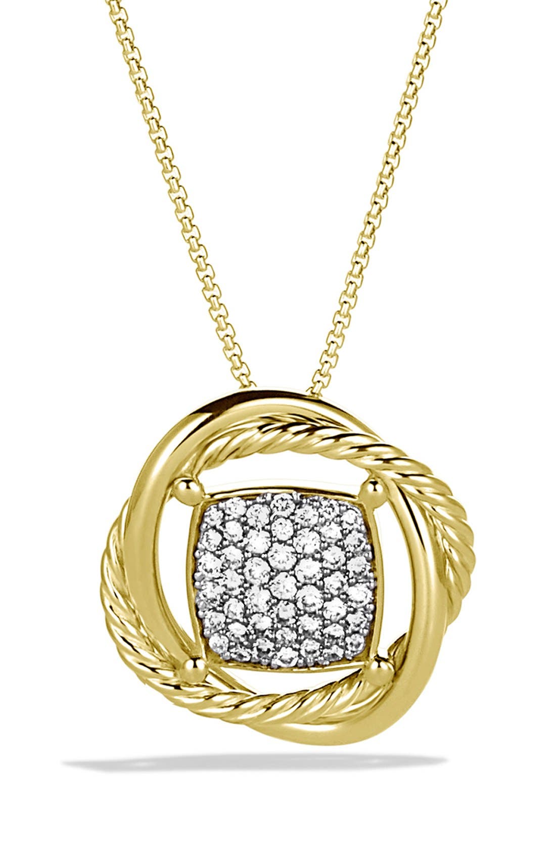 David Yurman 'Infinity' Infinity Pendant with Diamonds in Gold on Chain