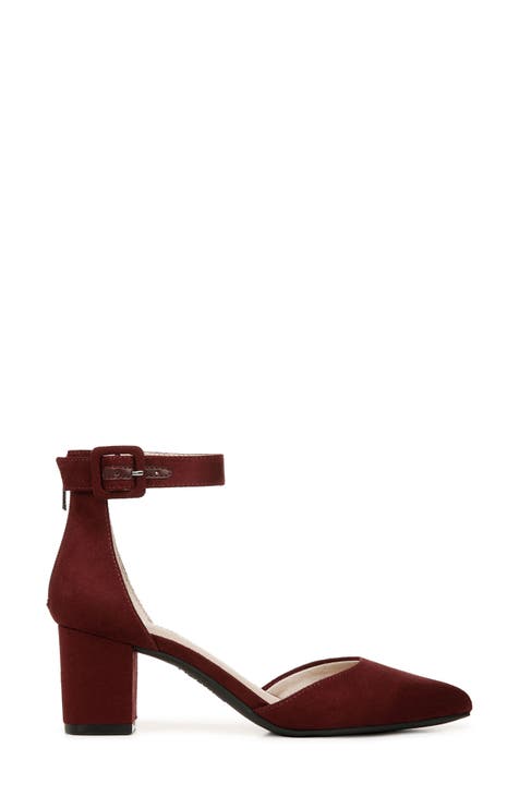 Burgundy tie up heels best sale