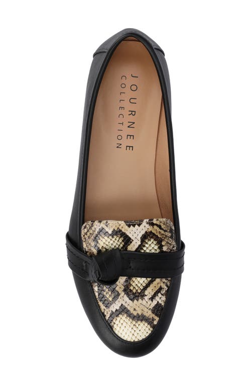 Journee Collection Marci Knotted Strap Loafer In Black/snake