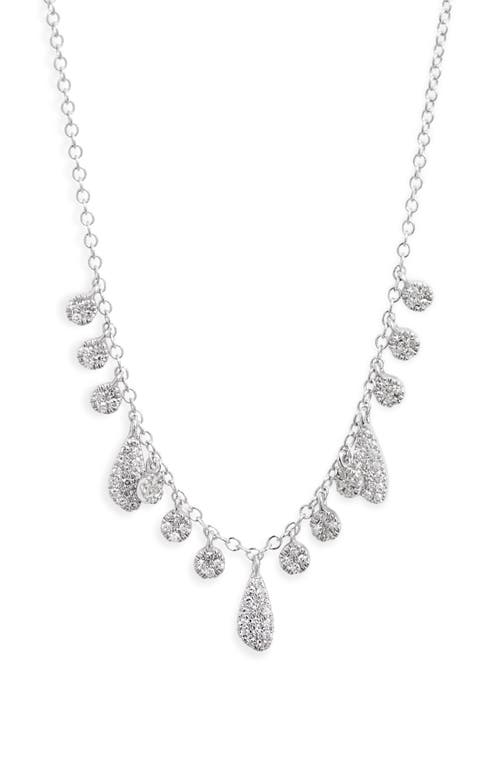 Meira T Diamond Bezel Charm Necklace in White Gold at Nordstrom, Size 18