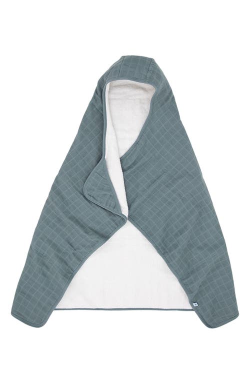 little unicorn Cotton Muslin & Terry Hooded Towel in Sea at Nordstrom