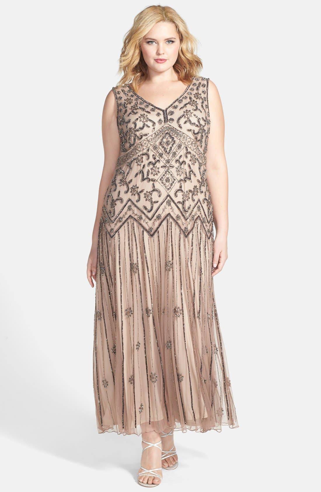 nordstrom pisarro nights beaded mesh gown