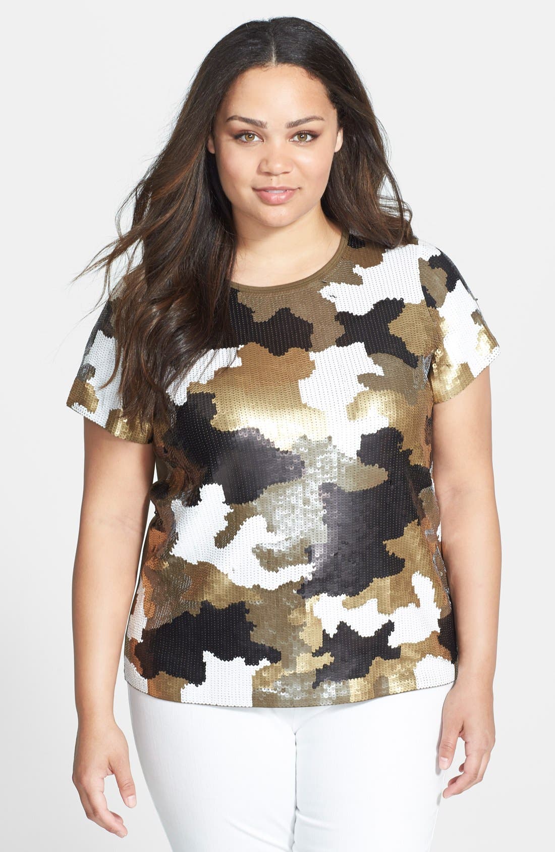 sequin camo top