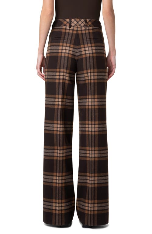 Shop Akris Fior Plaid Wool Flannel Pants In Chectnut-mocca