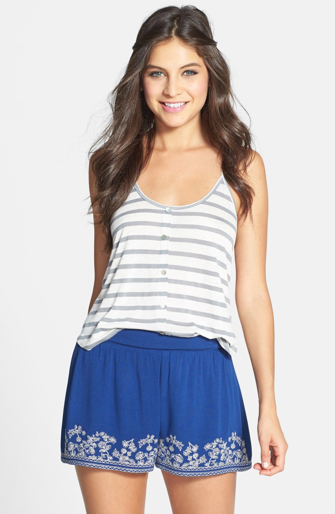 Blu Pepper Embroidered Knit Shorts (Juniors) | Nordstrom