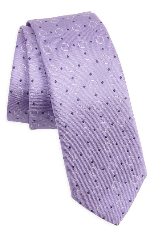 Hugo Boss Boss Geometric Pattern Silk Tie In Purple