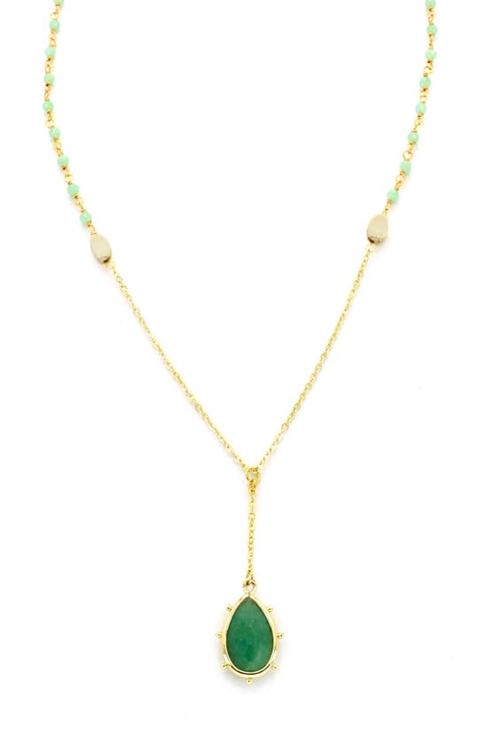 Shop Panacea Amazonite Teardrop Mini Y-drop Necklace In Green