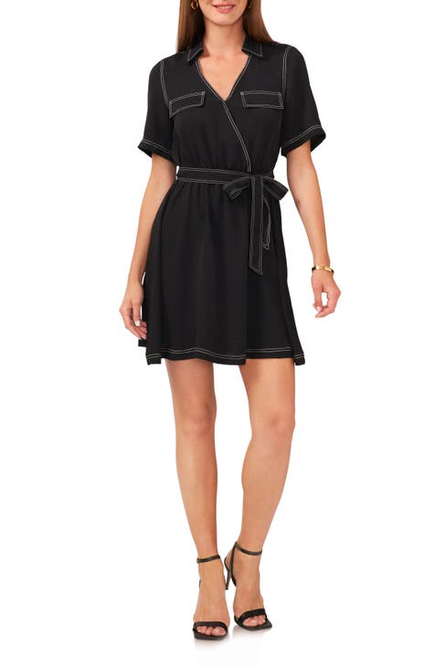 LUCKY BRAND Short Sleeve Babydoll Dress Black Multi - Jack & Dianes Boutique