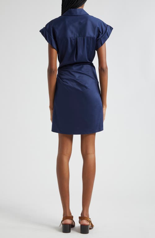 Shop Veronica Beard Lorenza Cotton Blend Mini Shirtdress In Marine