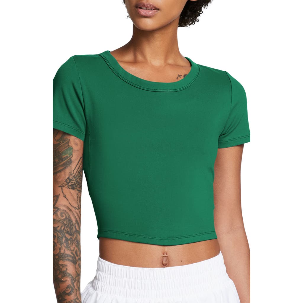 Nike Phoenix Fleece Short Sleeve Crop Sweatshirt In Brown
