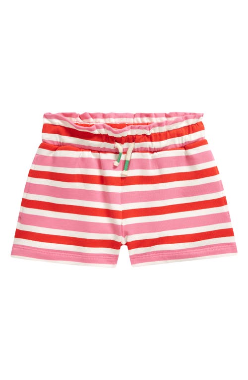 Mini Boden Kids' Stripe Cotton Sweat Shorts Poppy Red/Pink at Nordstrom,
