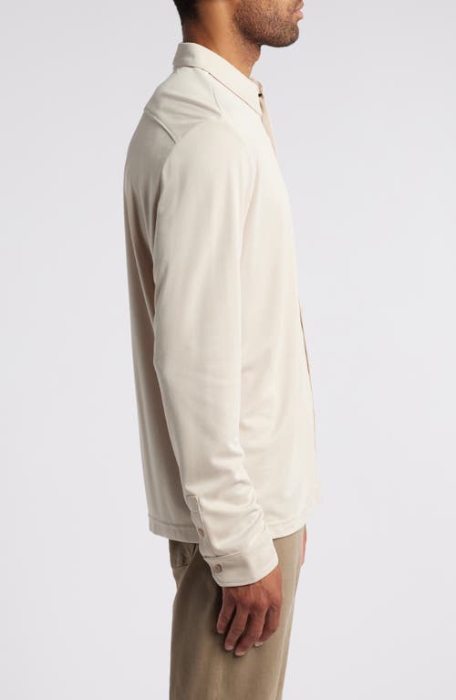 Johnston & Murphy Vintage Wash Knit Button-up Shirt In Tan