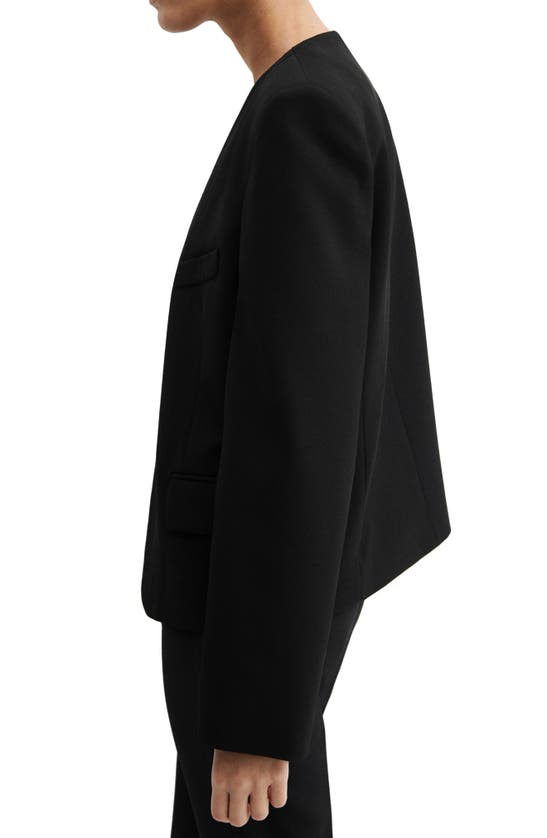 Shop Mango Padded Shoulder Collarless Jacket In Black