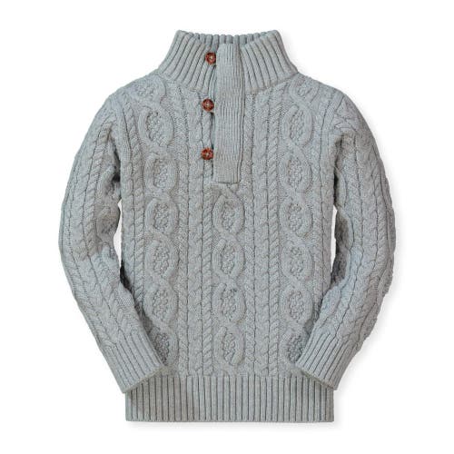 Hope & Henry Baby Boys' Organic Mock Neck Cable Sweater, Infant In Gray Heather