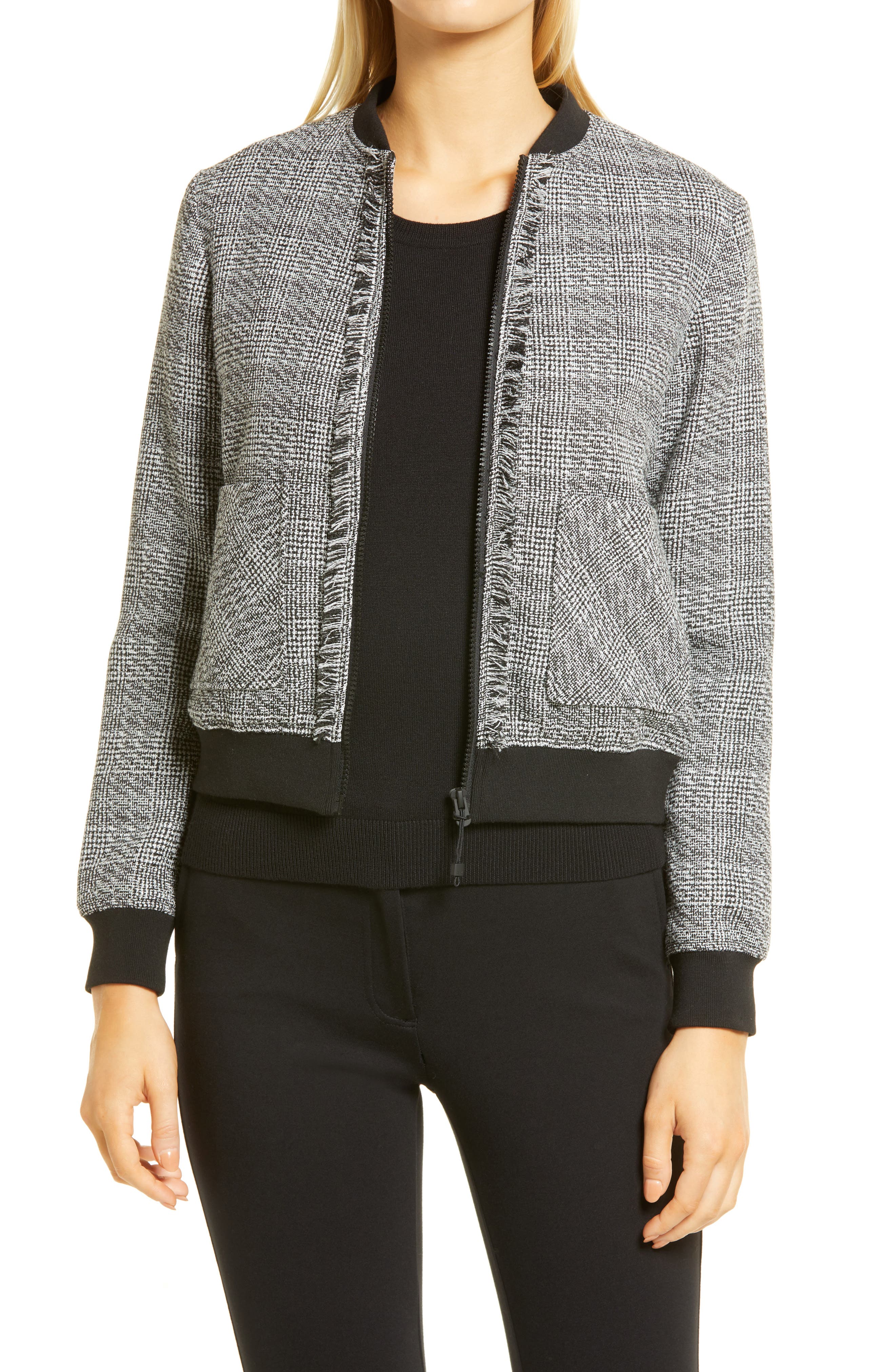 anne klein tweed trim puffer jacket