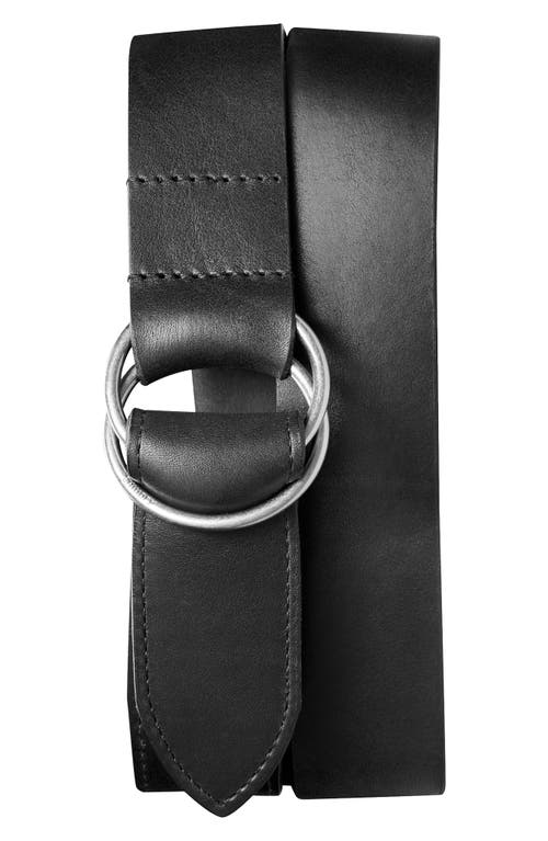 Double Ring Leather Belt in Black