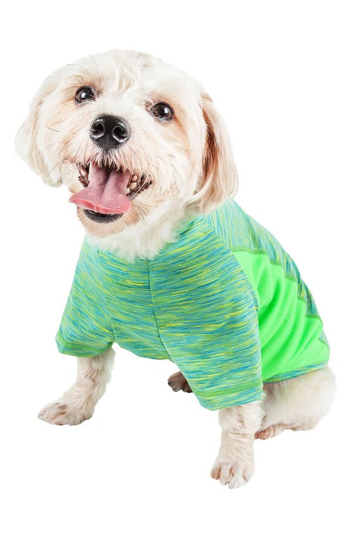 Shop Pet Life Active Warf-speed Heathered Tone-on-tone T-shirt In Green Heather W/light Green