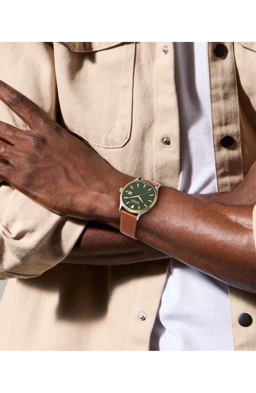 Shop Movado Heritage Calendoplan Leather Strap Watch, 40mm In Green