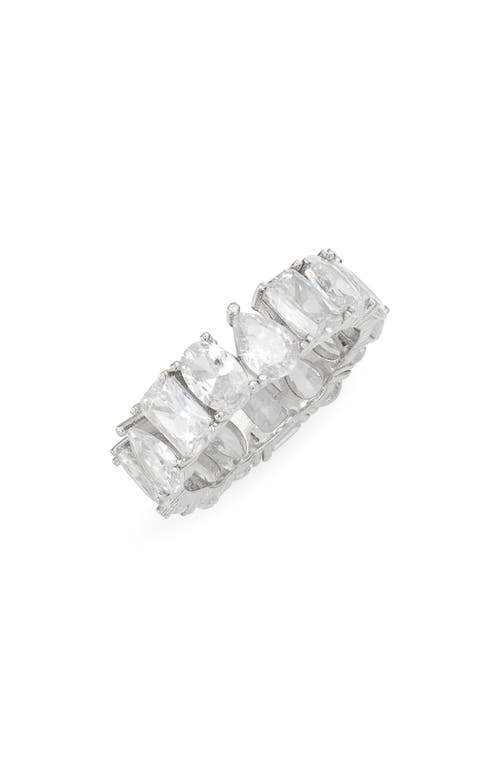 Fancy Cubic Zirconia Eternity Band Ring in Silver/White