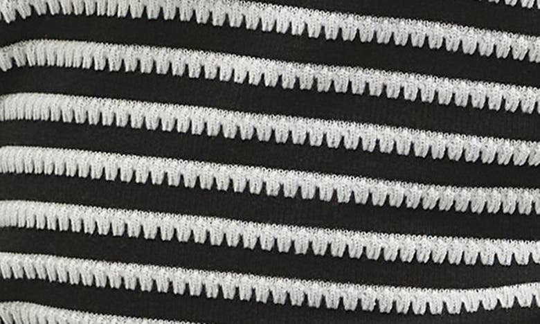 Shop Vero Moda Stripe Jacquard Rosette Knit Top In Black Stripes Snow