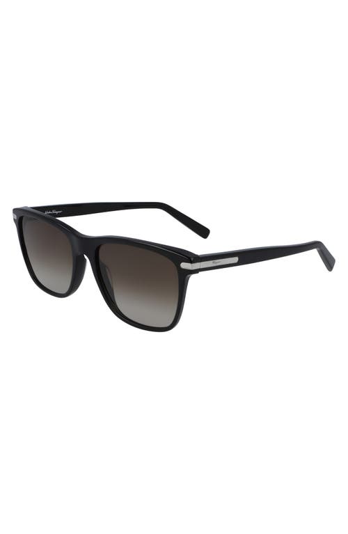 Shop Ferragamo 57mm Gradient Rectangle Sunglasses In Black/brown