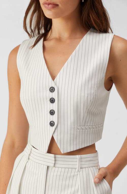 Shop Nasty Gal Tailored Crop Vest In Ivory Pinstripe