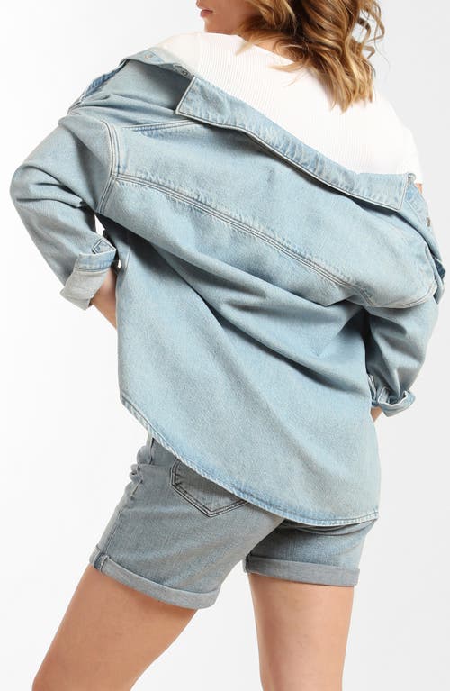 Shop Brooklyn Industries Whitney Snap-up Denim Shirt Jacket In Bleached Denim