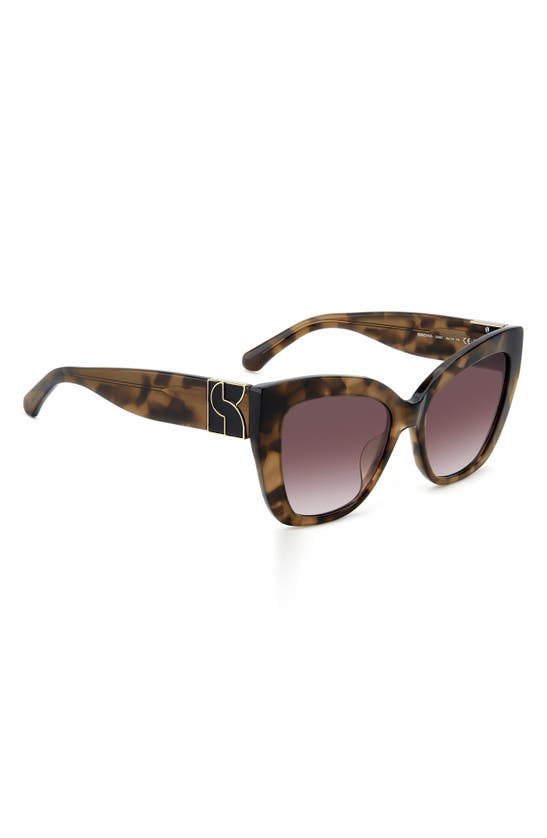 Shop Kate Spade Bexley 54mm Gradient Cat Eye Sunglasses In Havana/ Burgundy Shaded