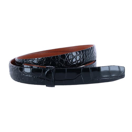 Shop Trafalgar 25mm Gator Embossed Leather Belt Strap In Black